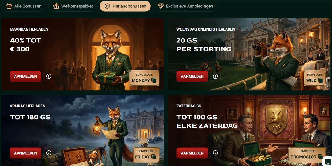 flutterhall casino herlaadbonussen